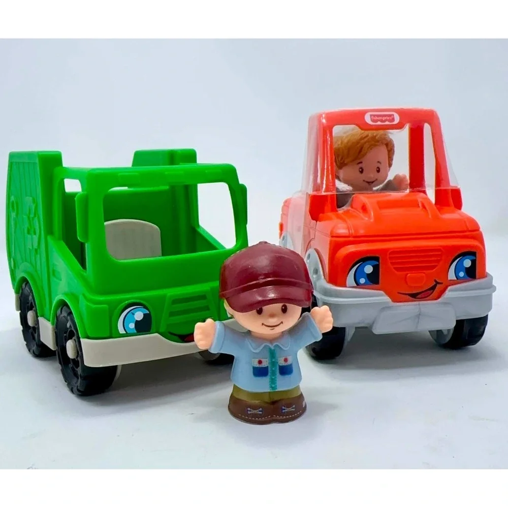 Fisher Price Little People Pickup & Recycling Garbage Truck Lot w/ Figures LP